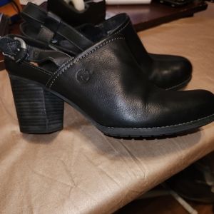 Timberland Black Leather Mules